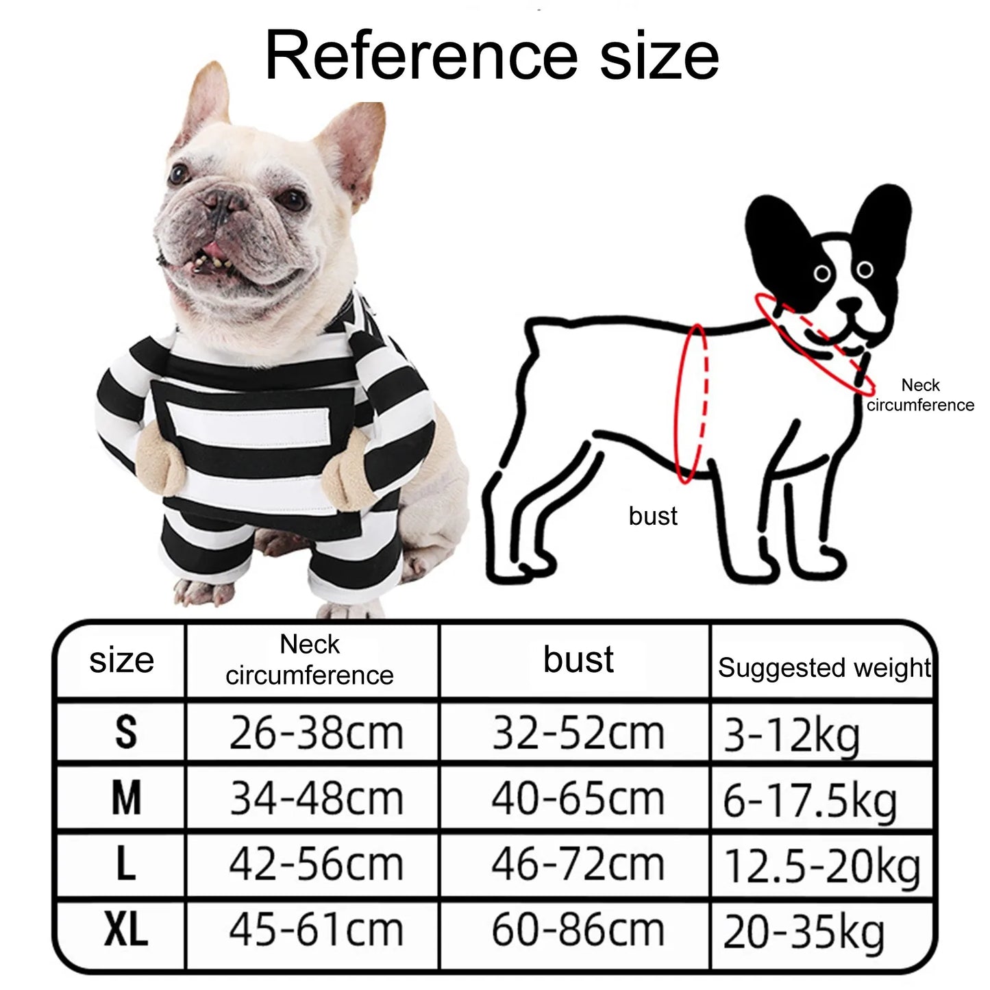 Funny Prisoner Dog Costume Halloween Pet Outfit Striped Jumpsuit for Dogs Party Dress up Cute Animal Costume with ID Tag