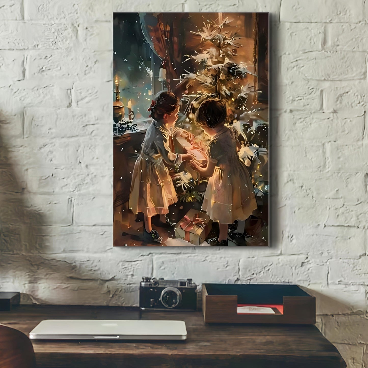 1pc Wrapped Canvas Painting, Wall Decor Living Room, Room Decor, Home Decor, Canvas Print Wrapped In Pine Frame For Holiday Celebrations, Holiday Wall Decoration, Seasonal Home Decoration Pendant