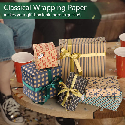 Charming 6-Sheet Gift Wrapping Paper Set with Stickers, Ribbons, and Tape - Perfect for All Occasions!