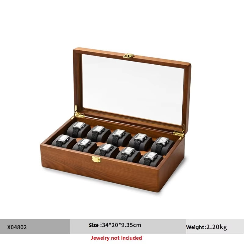 10 Grids Watch Box Wooden Jewelry Box Watches Organizer Men Women Mechanical Watches Storage Case Wristwatch Display Box
