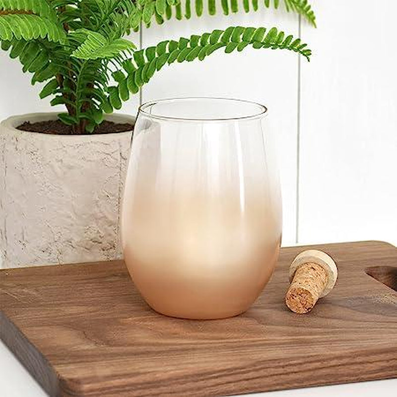 Elevate Your Sipping Experience with BAD BANANAS Rosegold Ombre Stemless Wine Glasses - Set of 2