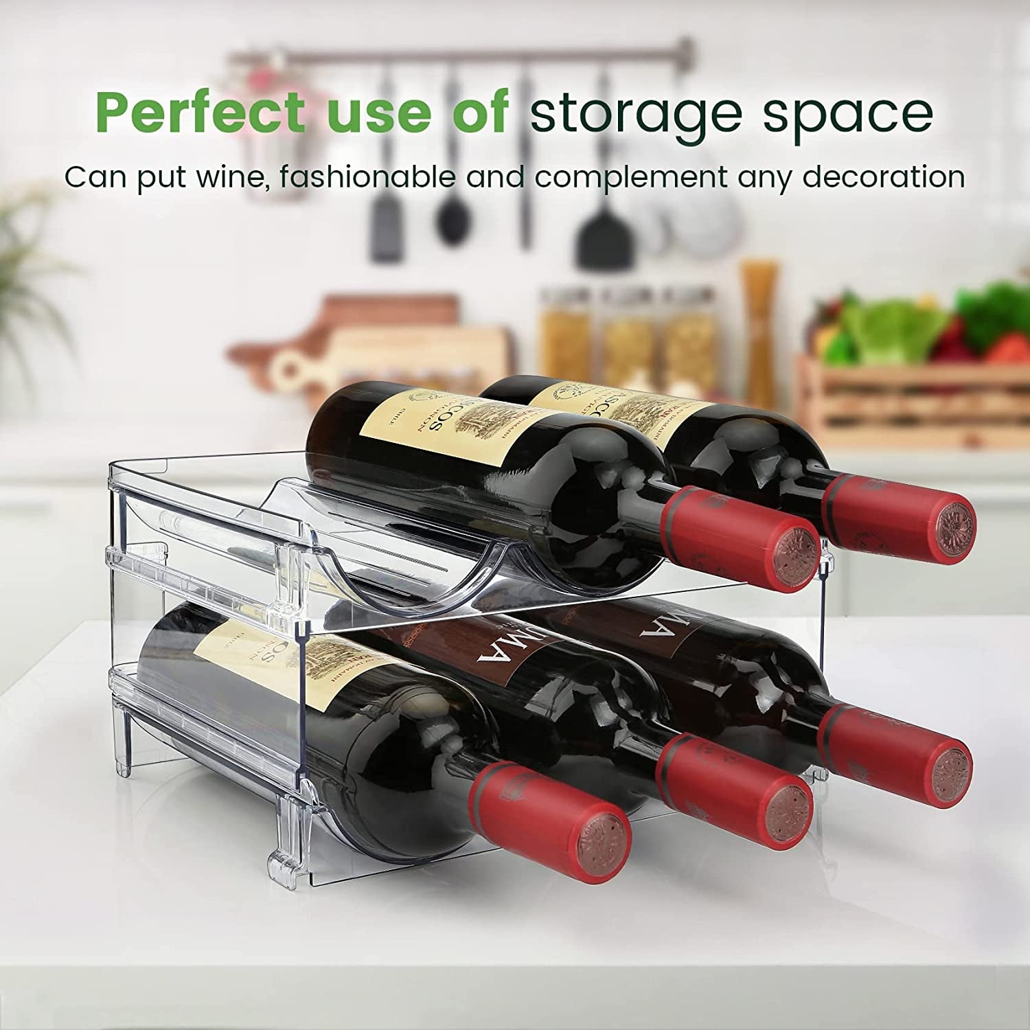 Revolutionize Your Kitchen Space with Our Stackable Water Bottle Organizer - Perfect Storage Solution for Cabinets and Refrigerators - Set of 2!