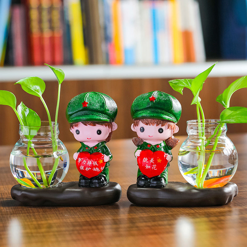 Vase Living Room Flower Arrangement Ornaments Transparent Glassware