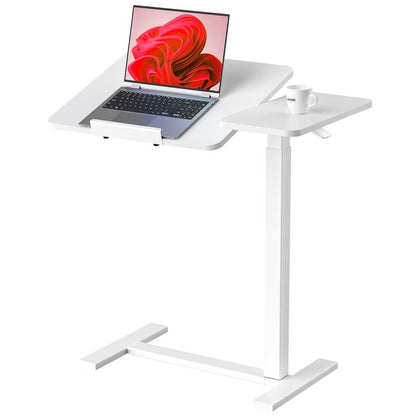 Transform Your Workspace with the Adjustable Overbed Bedside Table on Wheels - Perfect Mobile Laptop Stand for Home and Study!