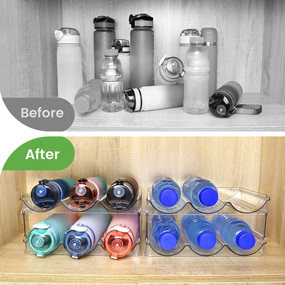 Revolutionize Your Kitchen Space with Our Stackable Water Bottle Organizer - Perfect Storage Solution for Cabinets and Refrigerators - Set of 2!