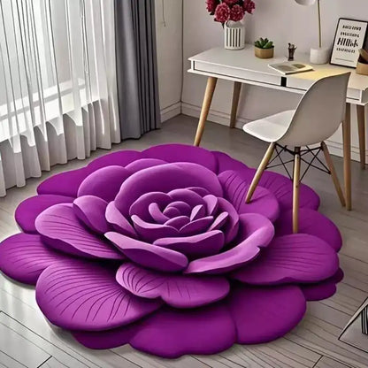 Alien Floral Plush and Diatomaceous Earth Bathroom Floor Mat - Absorbent, Anti-Slip, 3D Fresh Flower Design, Dirt-Resistant