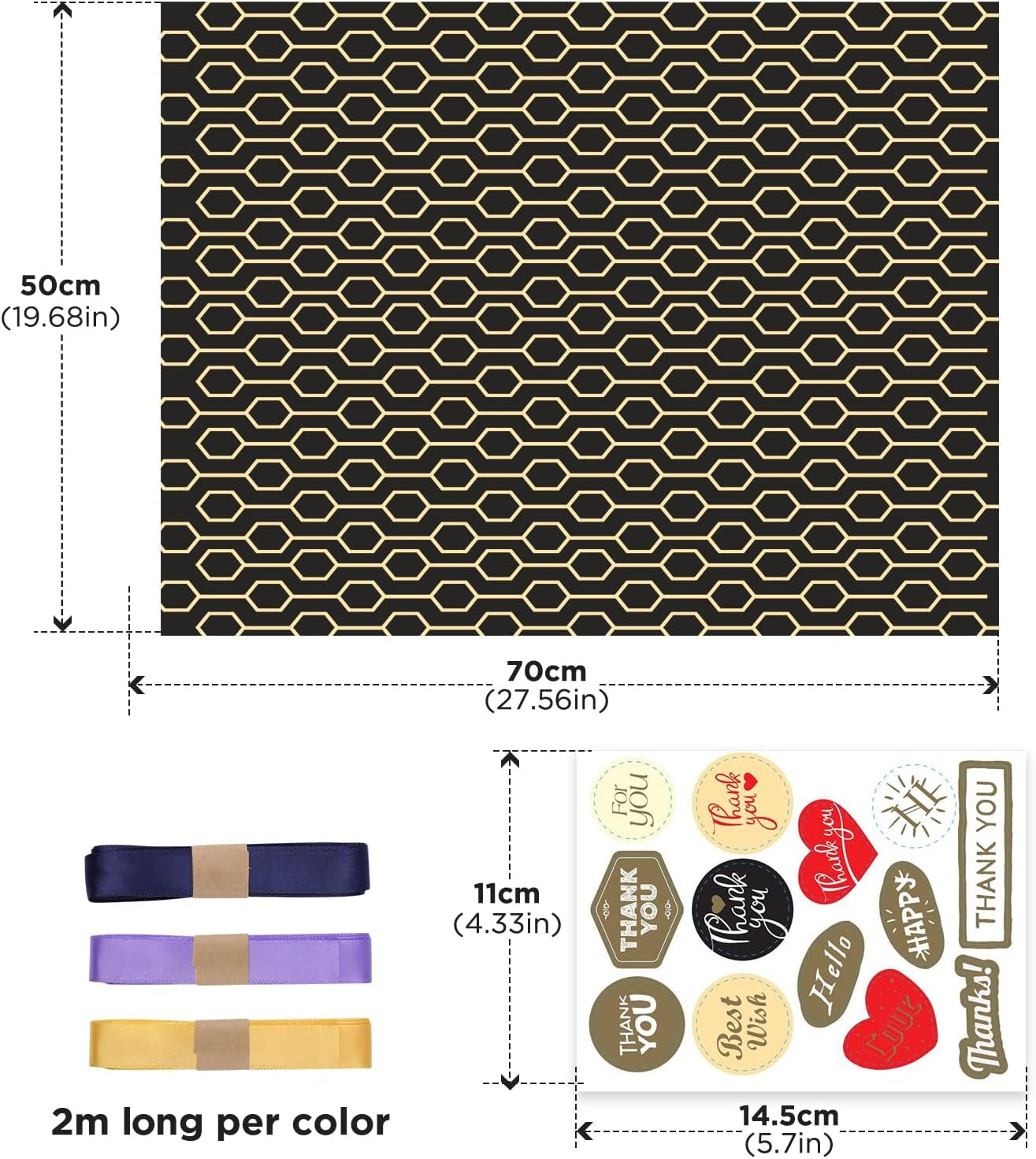 Elevate Your Gift-Giving with Our 6 Sheets Black & Gold Gift Wrapping Paper Set - Perfect for Every Occasion!