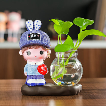 Vase Living Room Flower Arrangement Ornaments Transparent Glassware