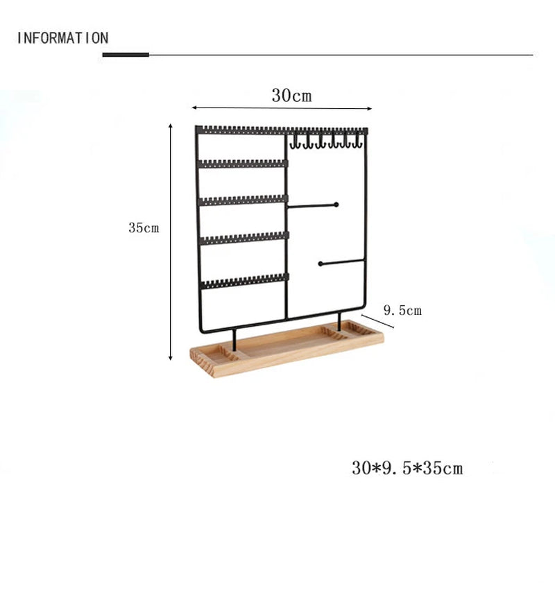 Multifunctional Earring Display Rack Necklace Ring Storage Rack Detachable Wooden Bottom Women Bracelet Watch Jewelry Rack