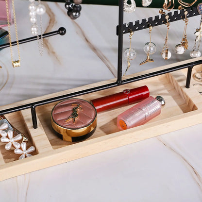 Multifunctional Earring Display Rack Necklace Ring Storage Rack Detachable Wooden Bottom Women Bracelet Watch Jewelry Rack