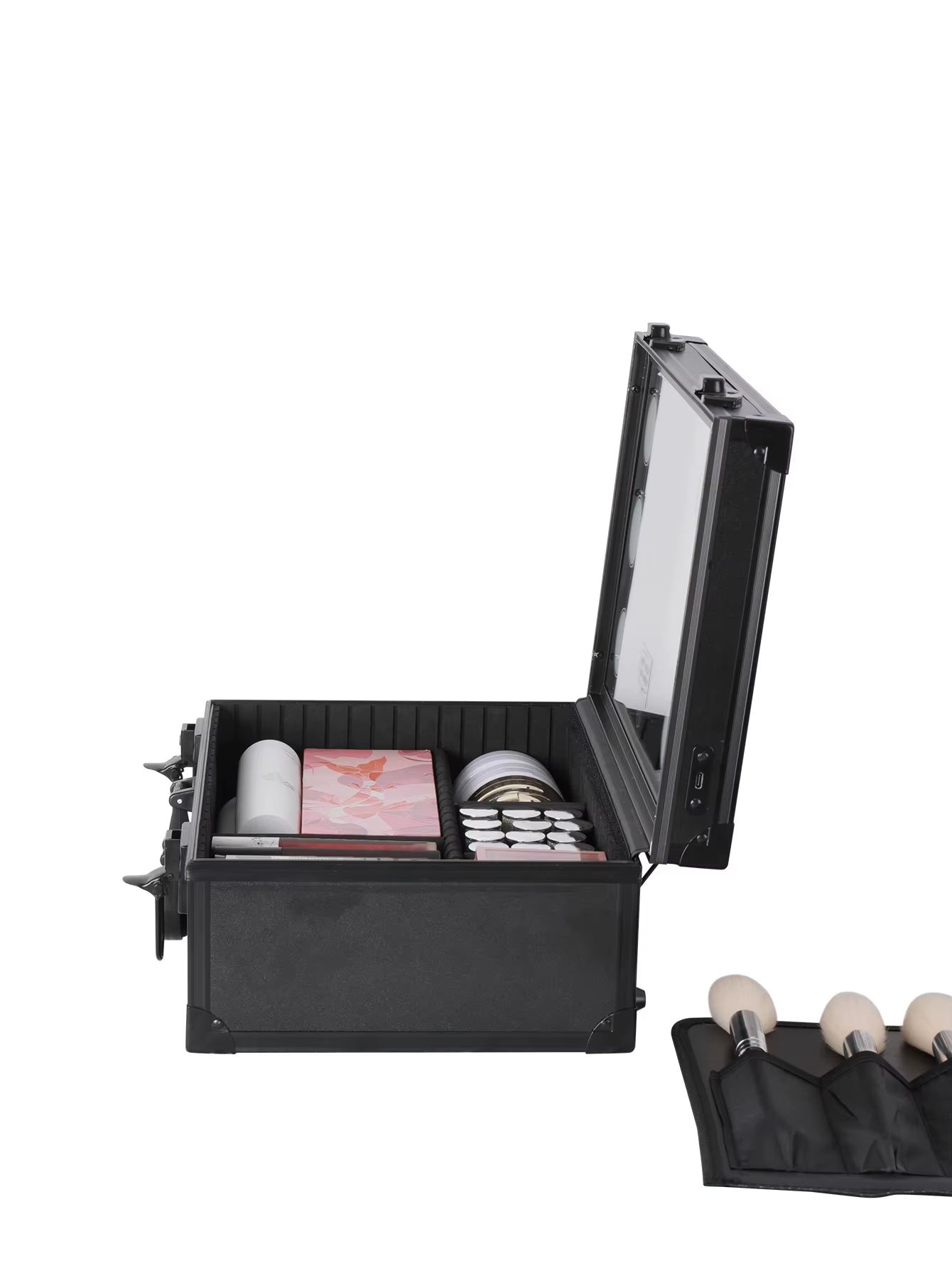 Transform Your Makeup Routine with the Ultimate Makeup Travel Lighted Case Featuring a Large LED Mirror and Adjustable Divider for Perfect Organization – Waterproof and Stylish!