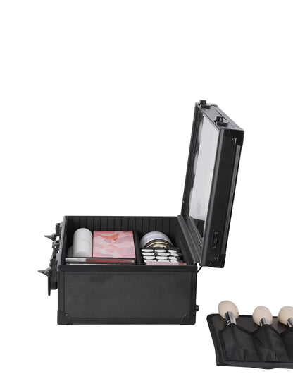 Transform Your Makeup Routine with the Ultimate Makeup Travel Lighted Case Featuring a Large LED Mirror and Adjustable Divider for Perfect Organization – Waterproof and Stylish!