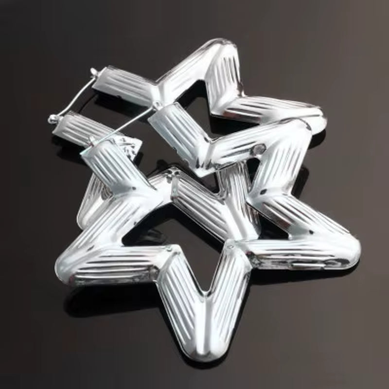 Geometric Bamboo Hoop Earrings in Gold and Silver for Women - Statement Jewelry for Hip Hop and Party Wear