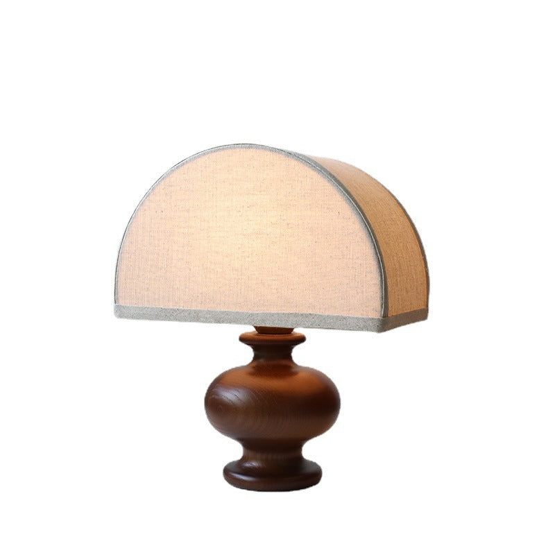 Linen Table Lamp Solid Wood Log Bedside Ambience Light