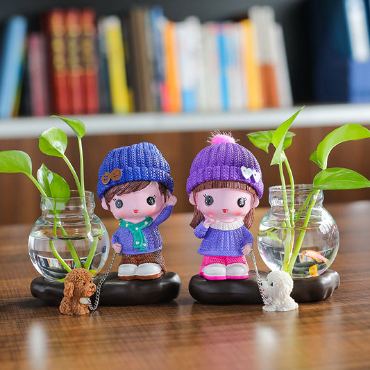 Vase Living Room Flower Arrangement Ornaments Transparent Glassware