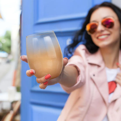 Elevate Your Sipping Experience with BAD BANANAS Rosegold Ombre Stemless Wine Glasses - Set of 2