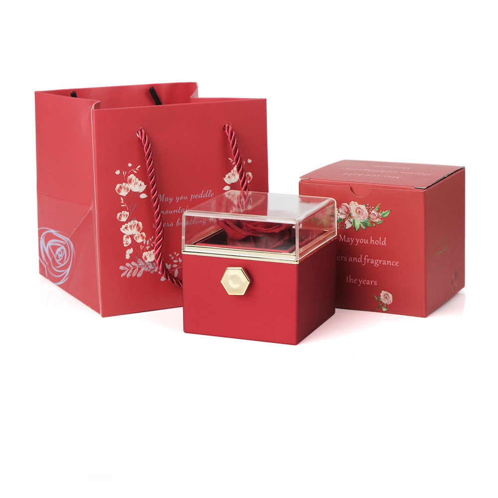 Rotating Rose Jewellery Packing Box Necklace Gift Set
