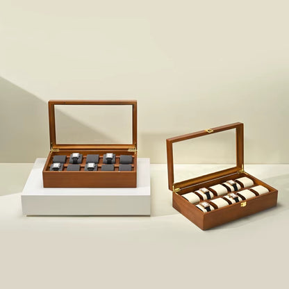 10 Grids Watch Box Wooden Jewelry Box Watches Organizer Men Women Mechanical Watches Storage Case Wristwatch Display Box