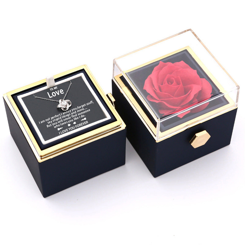 Rotating Rose Jewellery Packing Box Necklace Gift Set