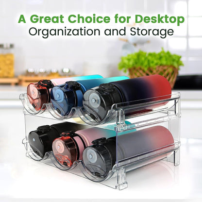 Revolutionize Your Kitchen Space with Our Stackable Water Bottle Organizer - Perfect Storage Solution for Cabinets and Refrigerators - Set of 2!