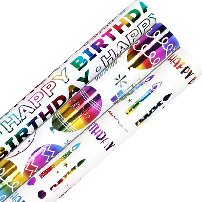 Vibrant Rainbow-Themed Gift Wrap Set - 3 Mini Rolls of Delightful Stripes and Polka Dots, Perfect for Birthdays, Baby Showers, Weddings, and All Celebrations - 17" x 118" per Roll!