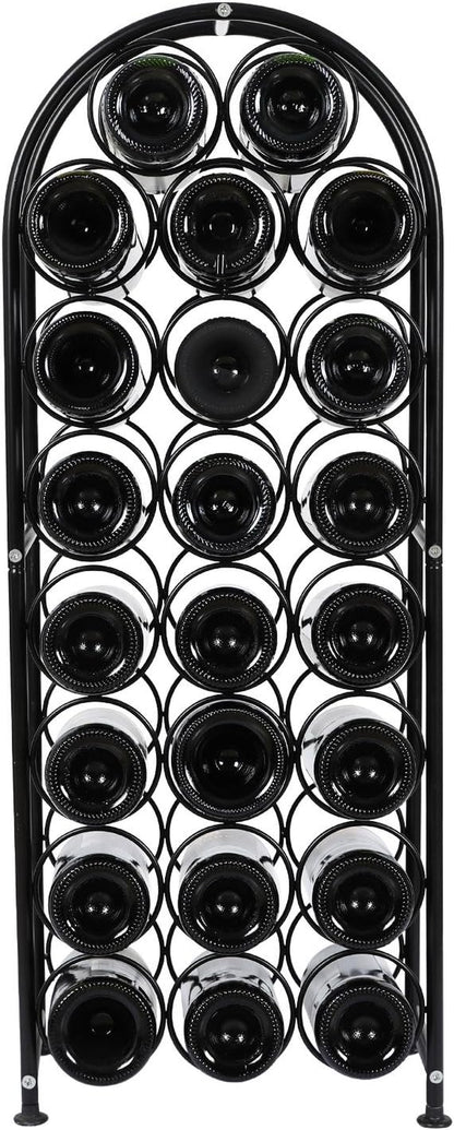 23 Bottles Arched Freestanding Floor Metal Wine Rack Wine Bottle Holders Stands, Black