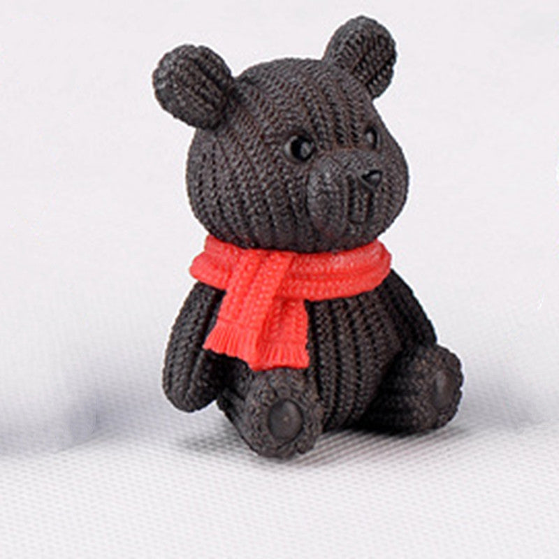 Scarf Woolen Bear Kids Play House Toy Birthday Gift Baking Cake Dress Up Plugin