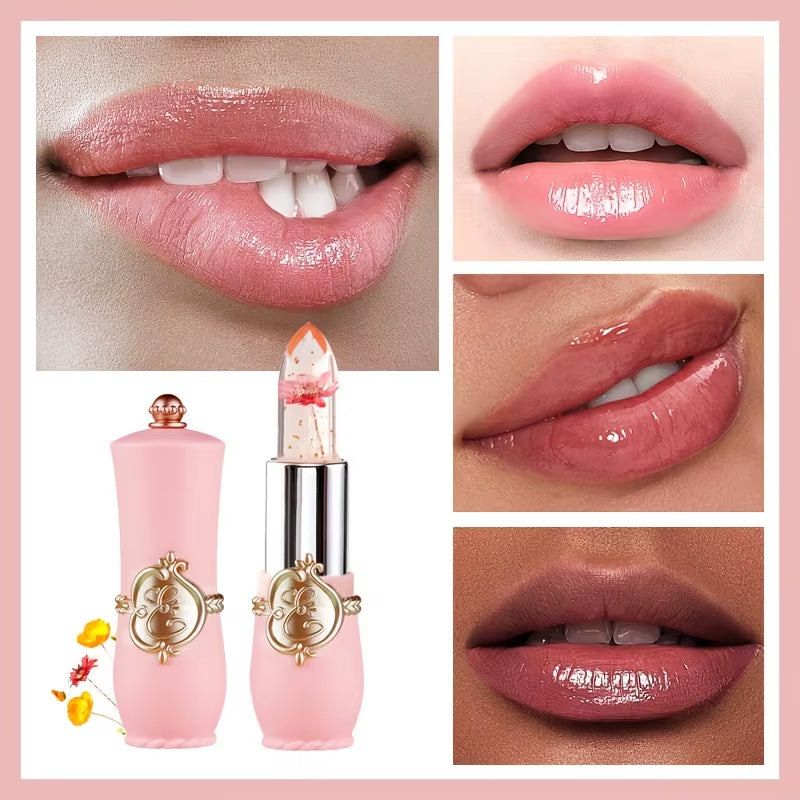 Crystal Flower Jelly Lipstick - Long-Lasting Moisturizing Lip Balm with Temperature Color Change