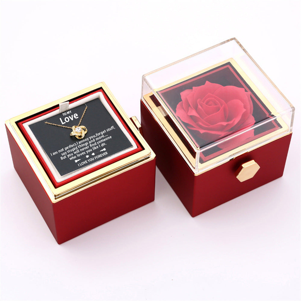 Rotating Rose Jewellery Packing Box Necklace Gift Set
