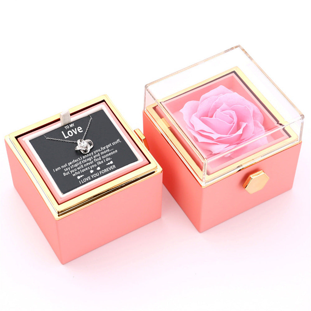 Rotating Rose Jewellery Packing Box Necklace Gift Set