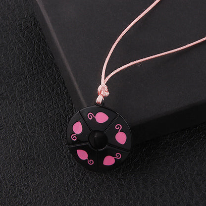 Magic Ladybug Girly Pink Round Necklace Cute Gift Pendant For Kids Girls Ladies