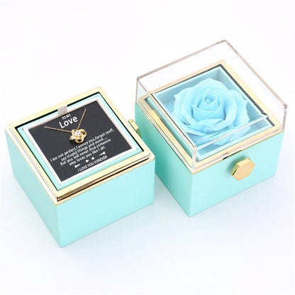 Rotating Rose Jewellery Packing Box Necklace Gift Set