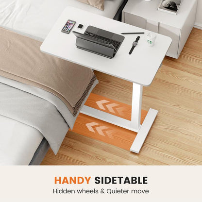 Transform Your Workspace with the Adjustable Overbed Bedside Table on Wheels - Perfect Mobile Laptop Stand for Home and Study!