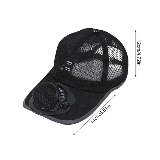 Breathable Sun Hat with USB Rechargeable Solar Fan for Outdoor Sun Protection and Summer Sunscreen