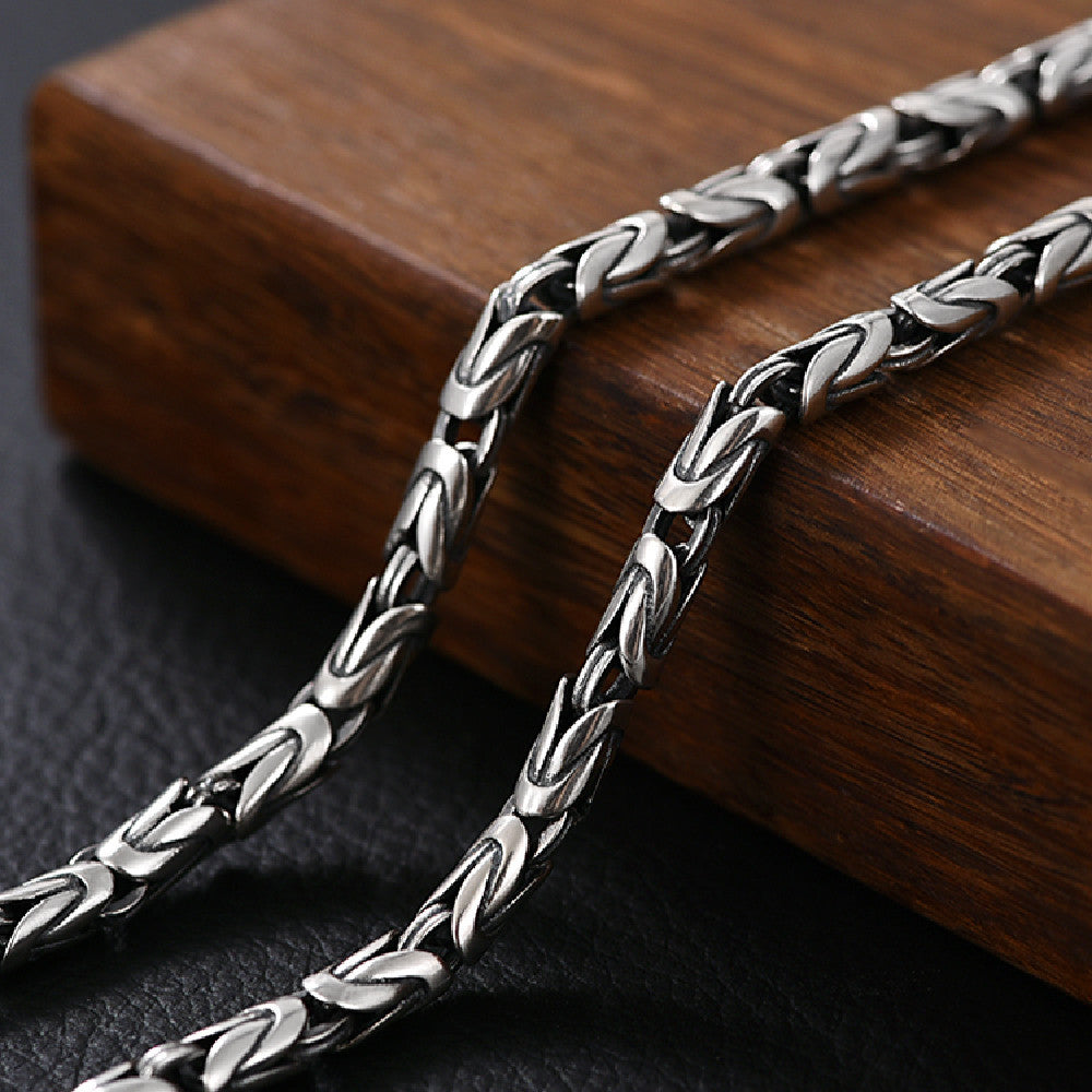Men's Fashionable Silver Plaid Necklace