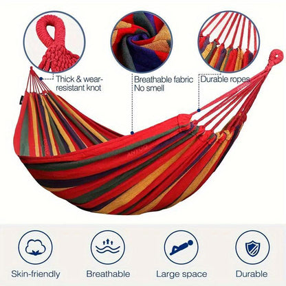 Adult Hammock - Breathable Fabric with Portable Storage Bag - Foldable and Ultra-Light Design for Camping, Beach, and Travel in Red/Blue Bicolor