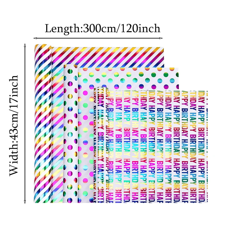 Celebrate in Style with Our Vibrant 17"x120" Birthday Wrapping Paper - Gorgeous Foil Design Perfect for Any Occasion!