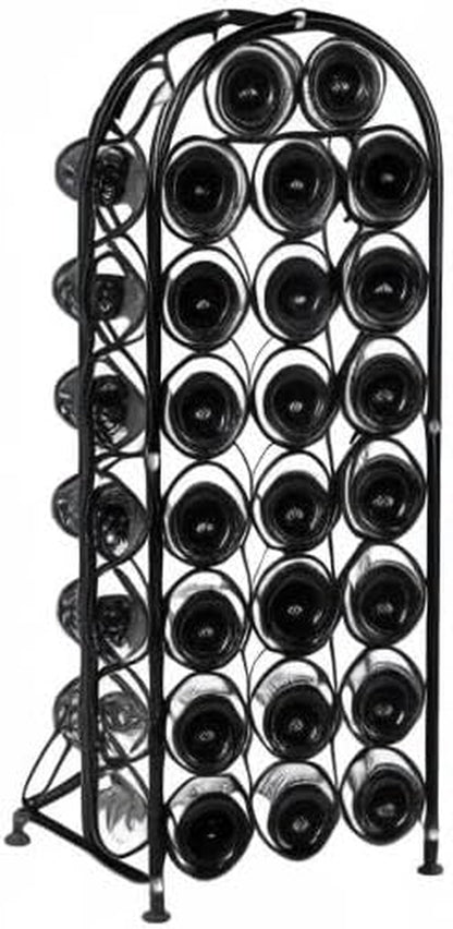 23 Bottles Arched Freestanding Floor Metal Wine Rack Wine Bottle Holders Stands, Black