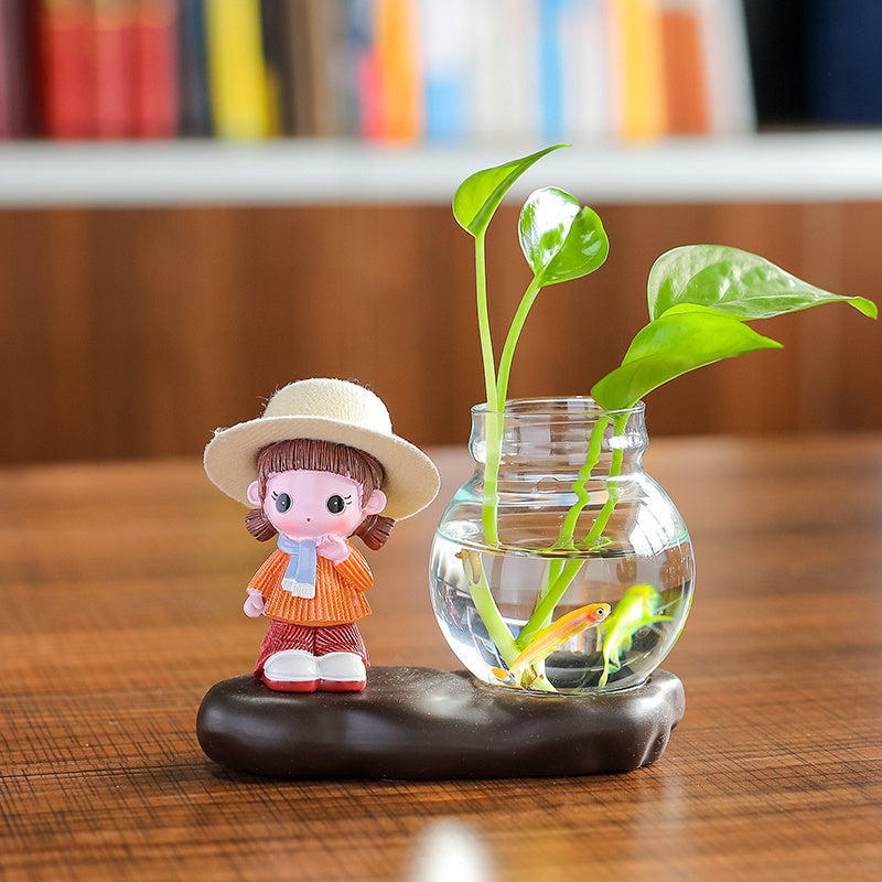 Vase Living Room Flower Arrangement Ornaments Transparent Glassware