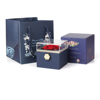 Rotating Rose Jewellery Packing Box Necklace Gift Set