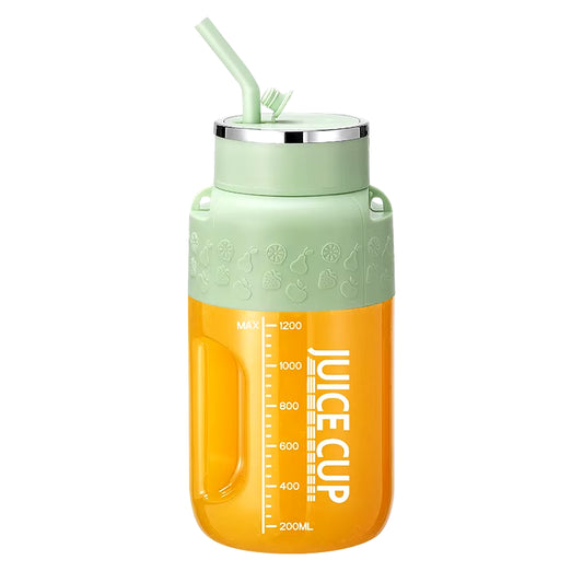 1200ml Electric Fruit Juicer with 14 Blades - Portable USB Rechargeable Sports Bottle for Shakes and Smoothies