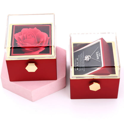 Rotating Rose Jewellery Packing Box Necklace Gift Set