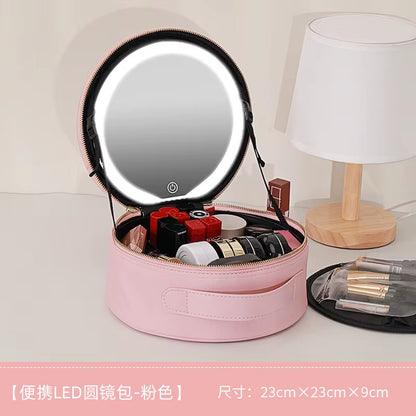 Ultimate Cosmetic Portable Travel Storage Box with 2000mAh LED Rechargeable Vanity Case and Built-in Lighted Mirror