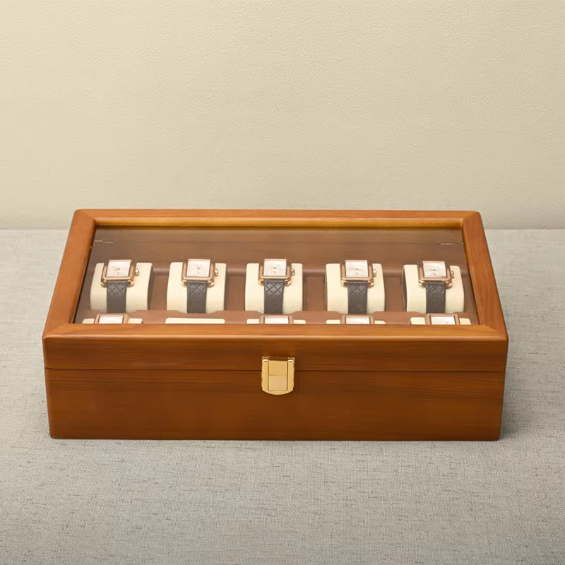 10 Grids Watch Box Wooden Jewelry Box Watches Organizer Men Women Mechanical Watches Storage Case Wristwatch Display Box