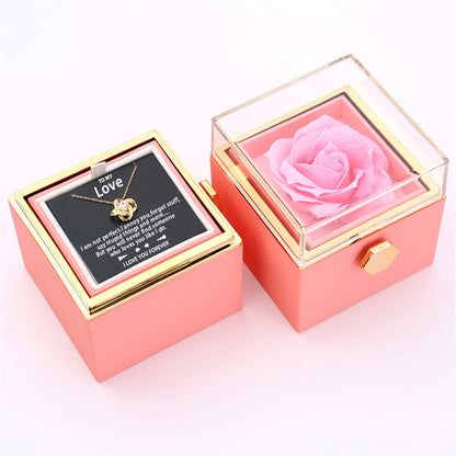 Rotating Rose Jewellery Packing Box Necklace Gift Set
