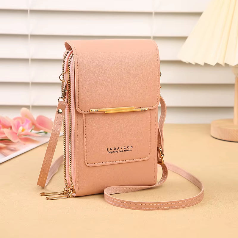 Fashionable Touch Screen Lock Cell Phone Crossbody Bag for Women with Card Holder