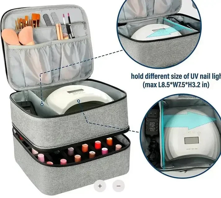 Nail Polish Storage Bag Essential Oil Bag Portable Cosmetic Nail Care Kit Nail Care Tool Storage Box Double Layer 30 Compartment