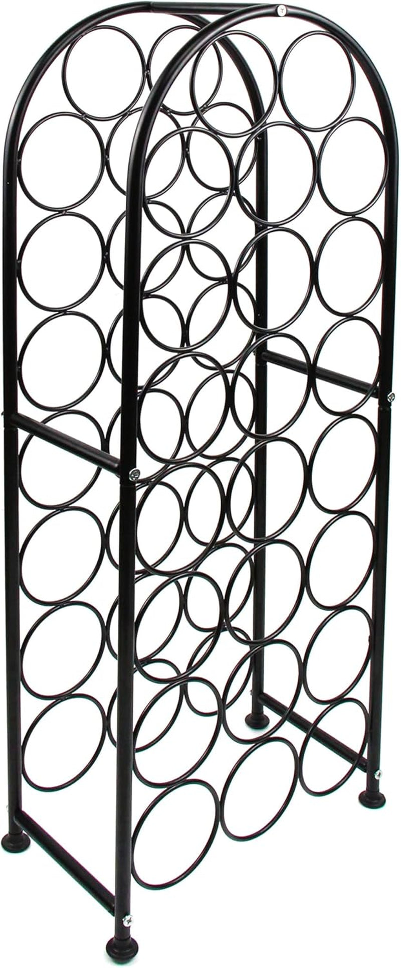 23 Bottles Arched Freestanding Floor Metal Wine Rack Wine Bottle Holders Stands, Black