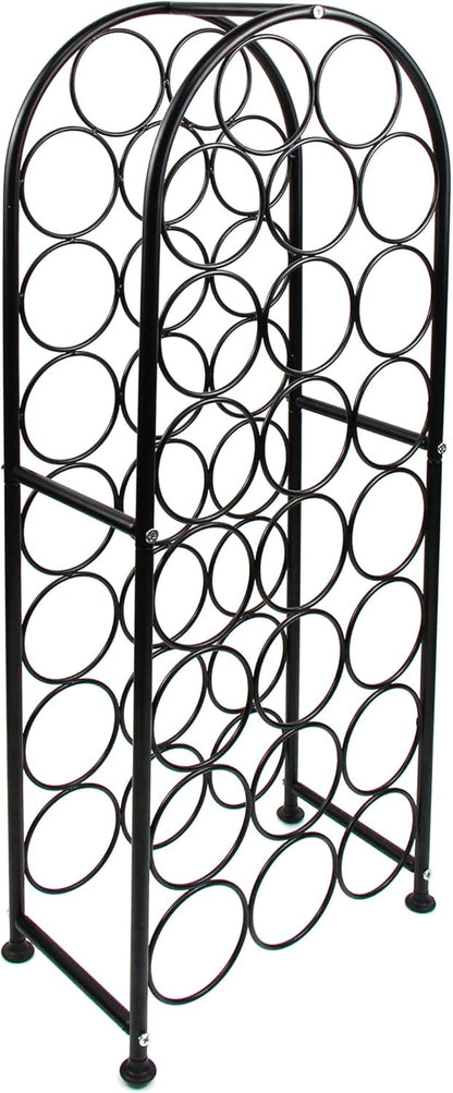 23 Bottles Arched Freestanding Floor Metal Wine Rack Wine Bottle Holders Stands, Black