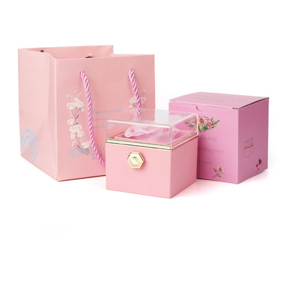 Rotating Rose Jewellery Packing Box Necklace Gift Set